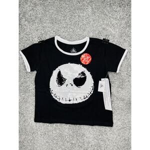 Girls Nightmare Before Christmas Jack Skellington Flip Sequin Shirt L Disney